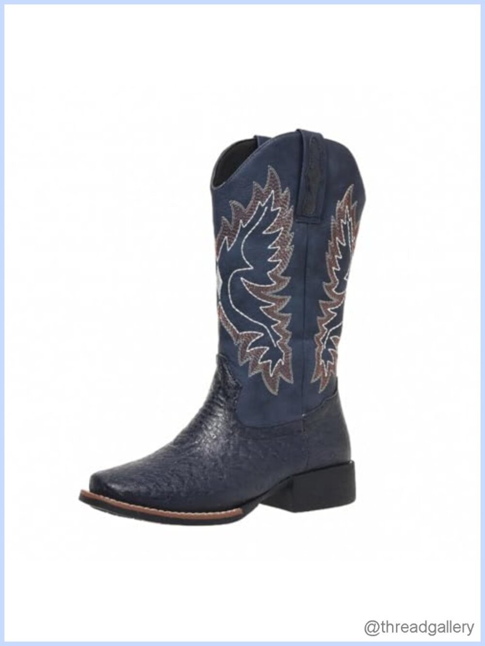 Faux Suede Cowboy Boots Embroidered Mid Calf Western Boots